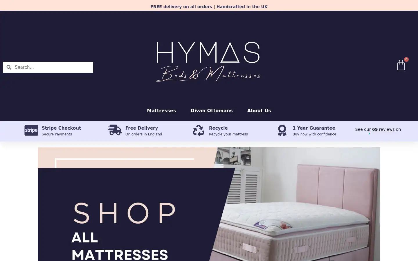 Screenshot of hymasmattresses.co.uk