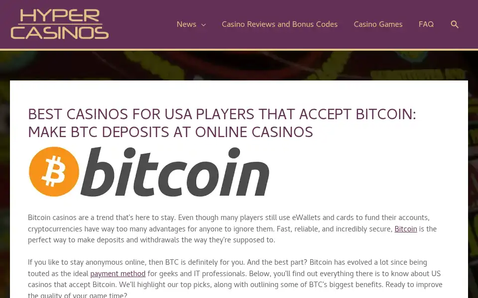 Screenshot of hypercasinos.com