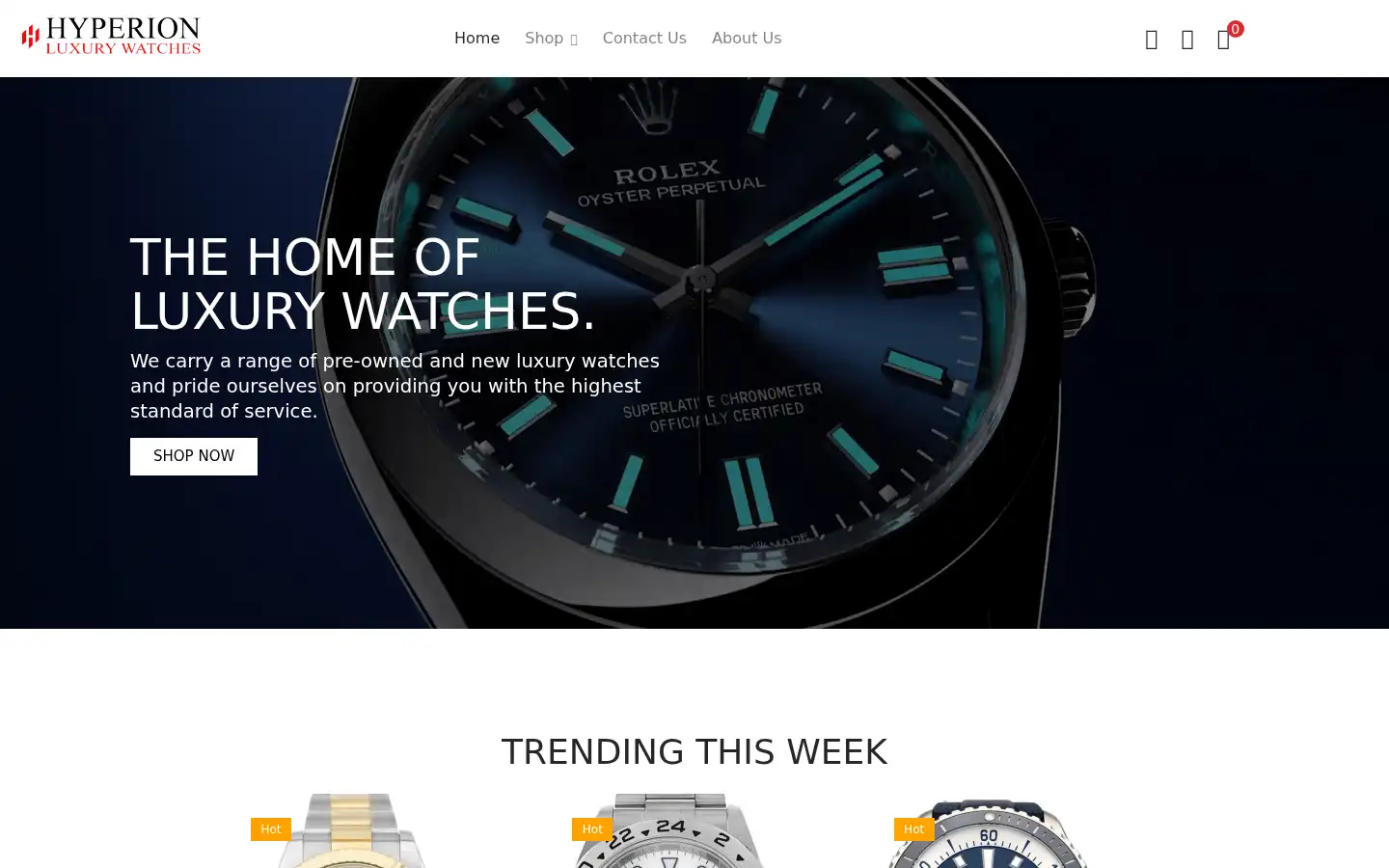 Screenshot of hyperionluxurywatches.co.uk