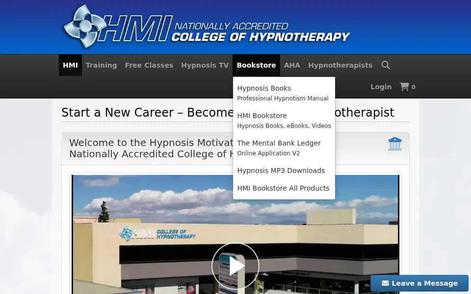 Screenshot of hypnosis.edu