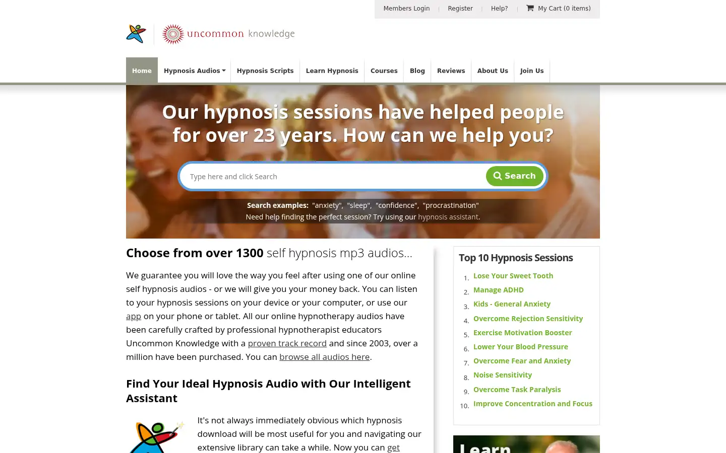 Screenshot of hypnosisdownloads.com
