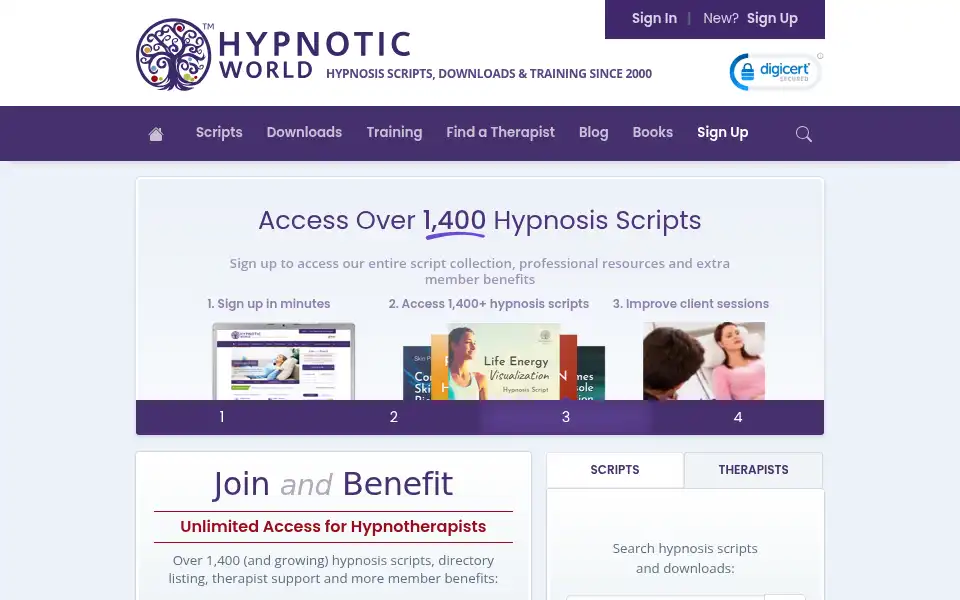 Screenshot of hypnoticworld.com