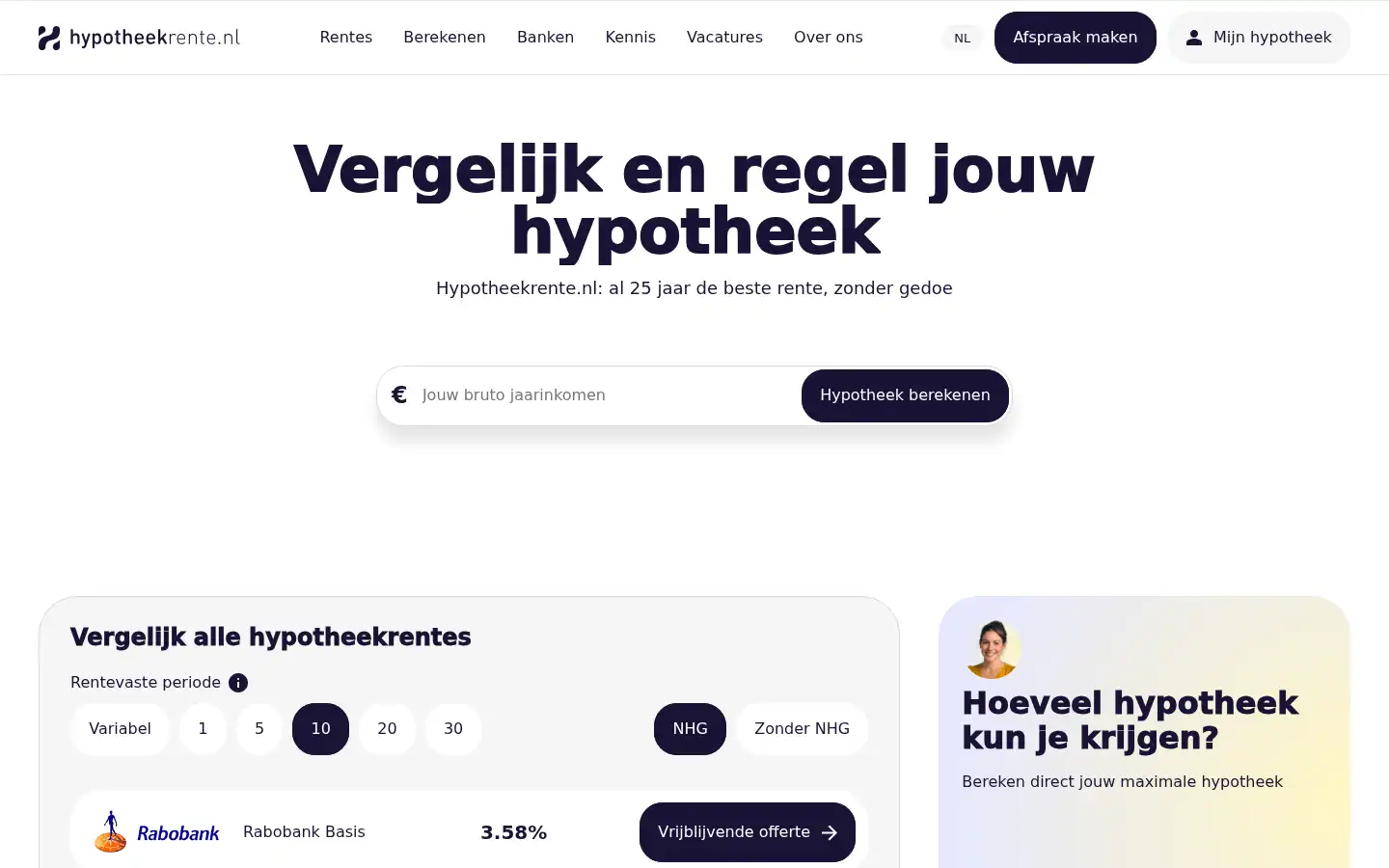 Screenshot of hypotheekrente.nl