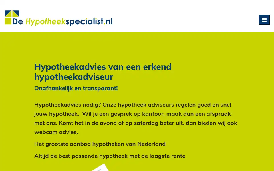Screenshot of hypotheekspecialist.nl