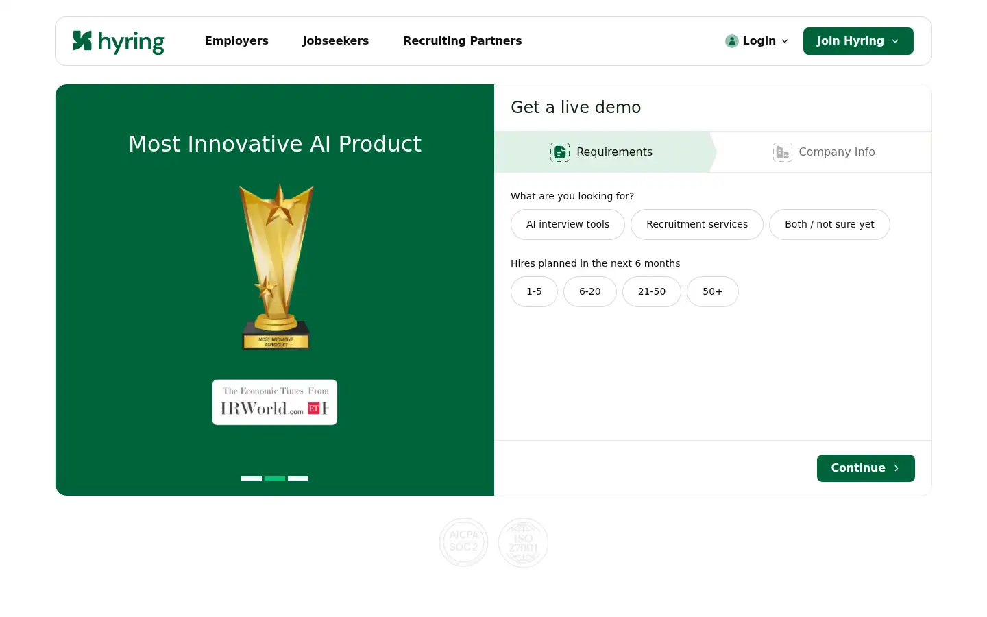 Screenshot of hyring.com