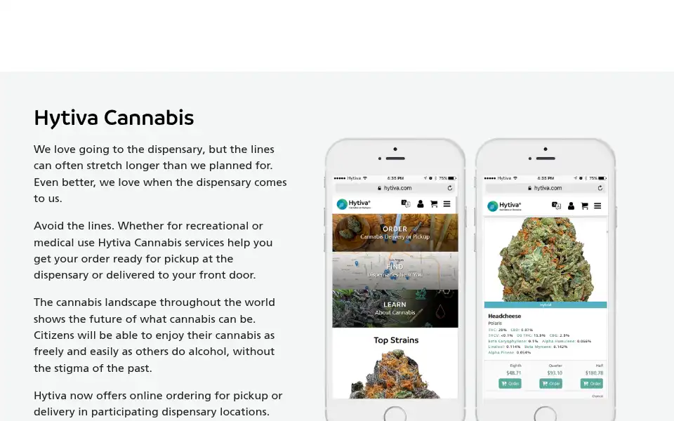 Screenshot of hytivacannabis.com