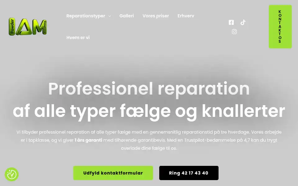 Screenshot of iampowdercoating.dk