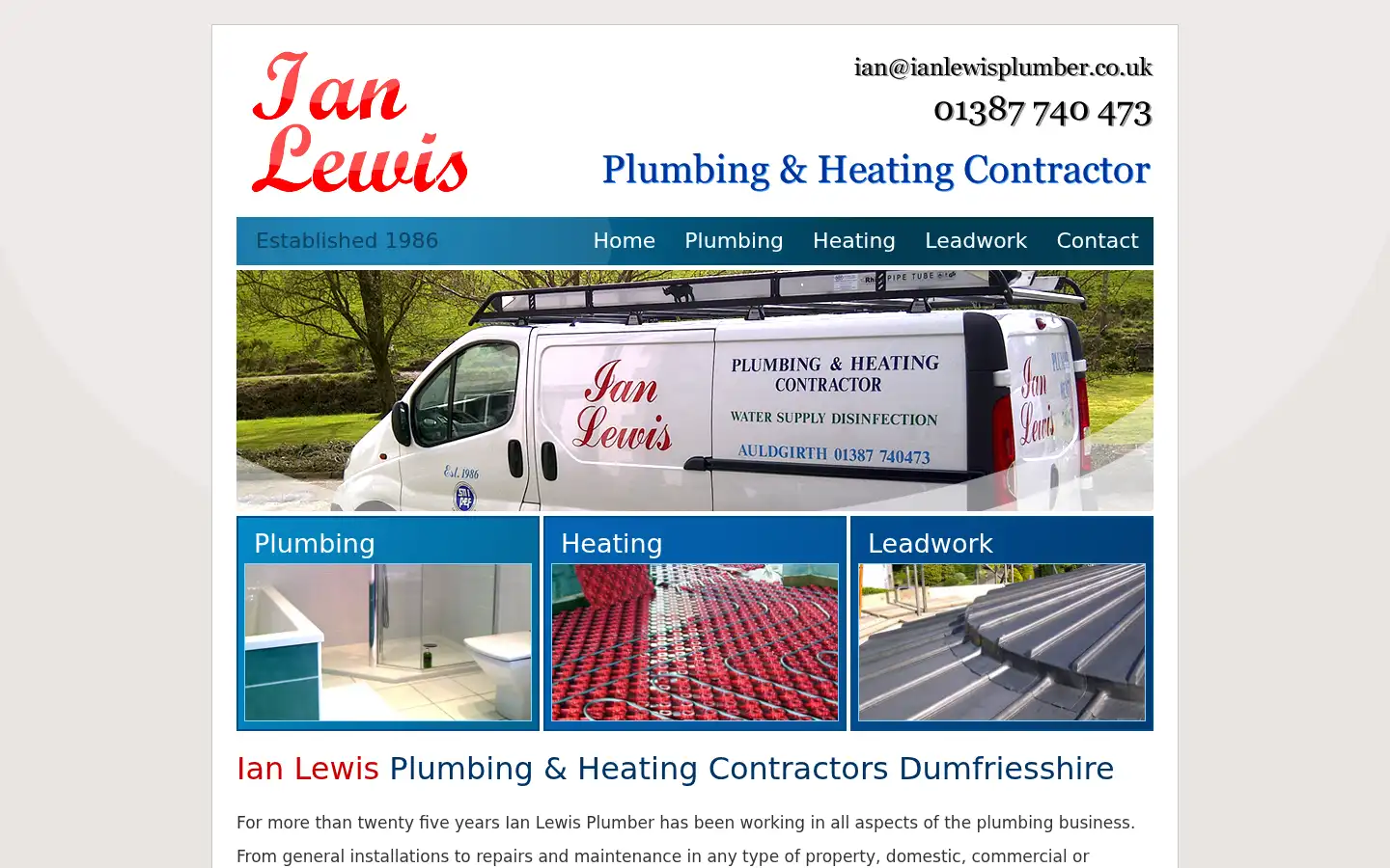 Screenshot of ianlewisplumber.co.uk