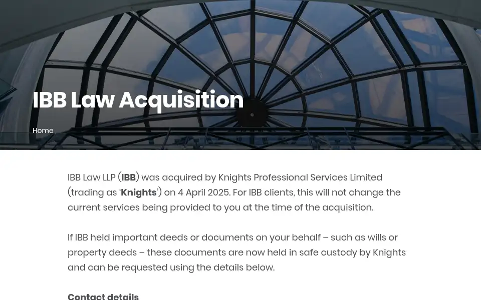 Screenshot of ibblaw.co.uk