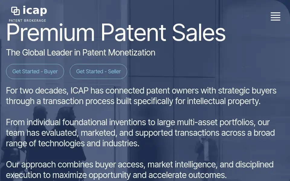 Screenshot of icappatentbrokerage.com