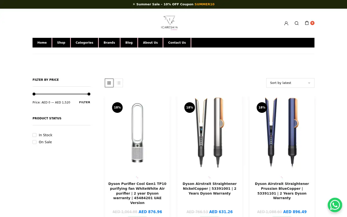 Screenshot of icareskin.shop