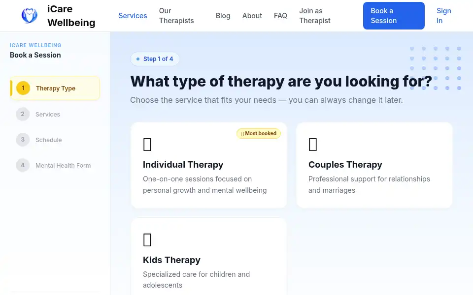 Screenshot of icarewellbeing.com