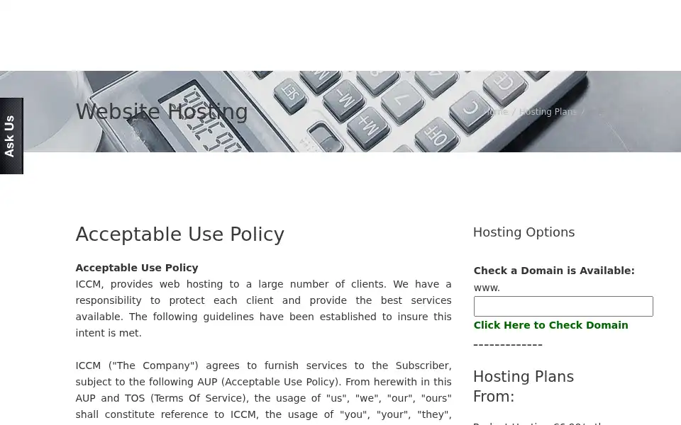 Screenshot of iccmhosting.com