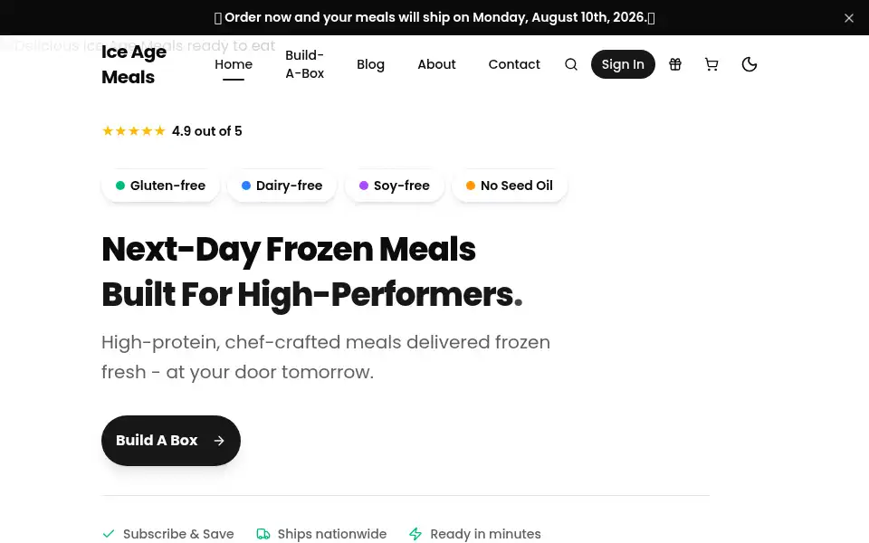 Screenshot of iceagemeals.net