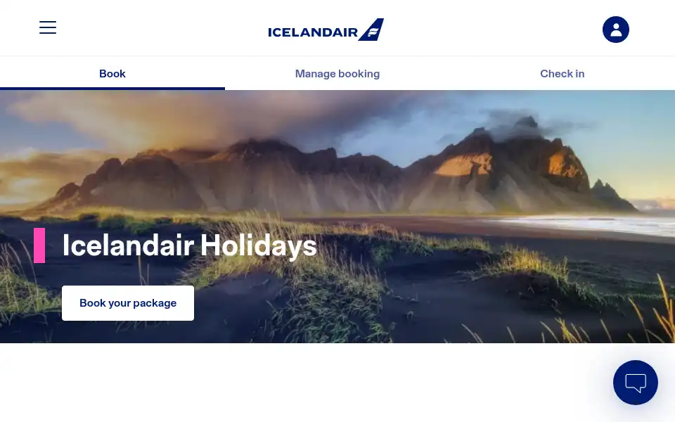 Screenshot of icelandair.co.uk