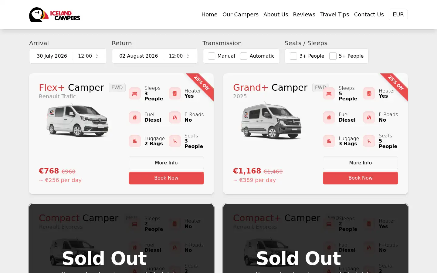 Screenshot of icelandcampers.is