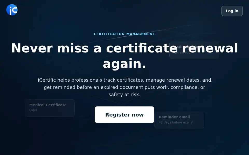 Screenshot of icertific.com