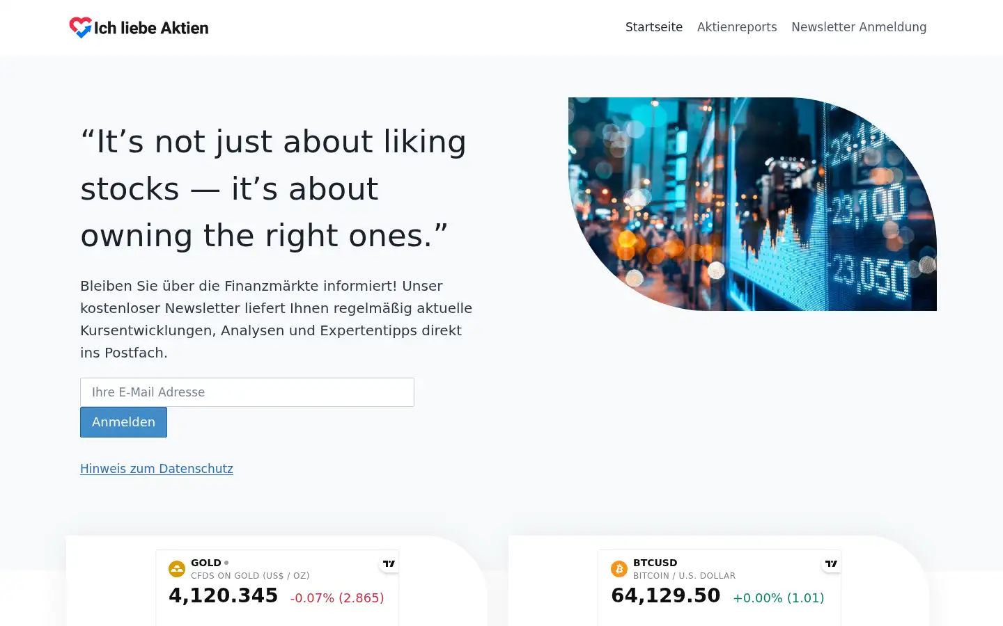 Screenshot of ichliebeaktien.de