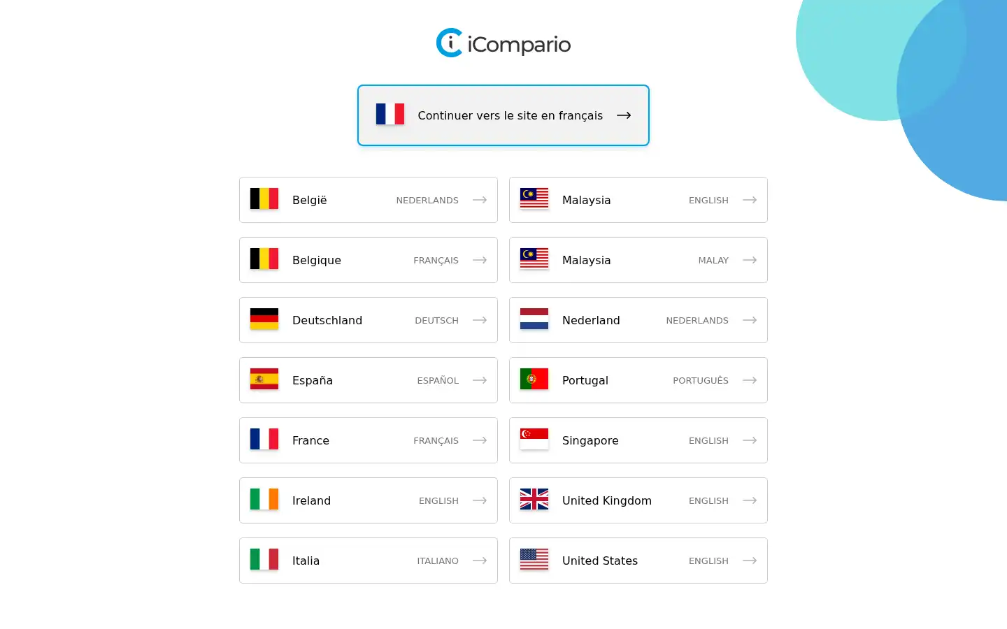 Screenshot of icompario.com