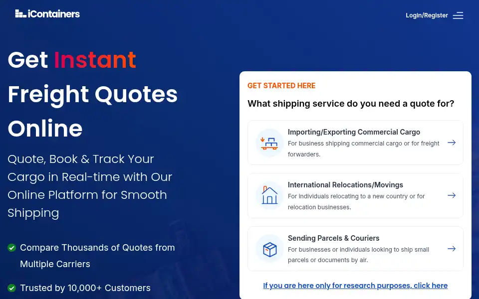 Screenshot of icontainers.com