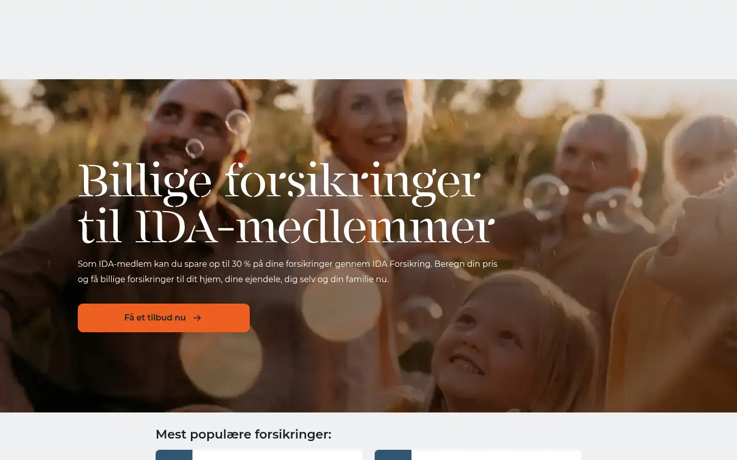Screenshot of idaforsikring.dk