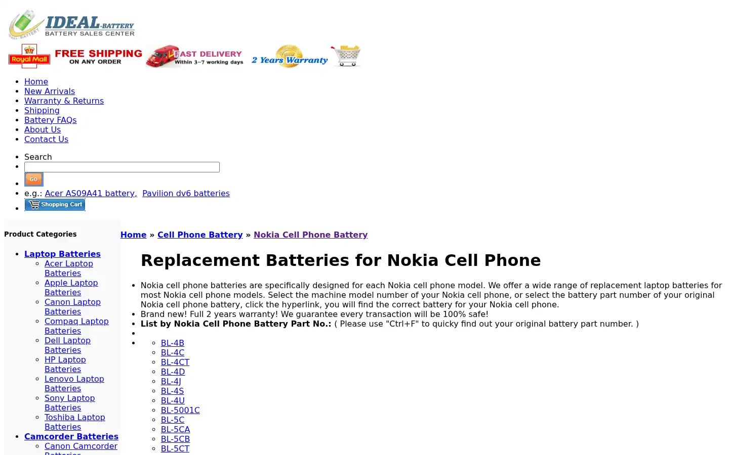 Screenshot of ideal-battery.co.uk