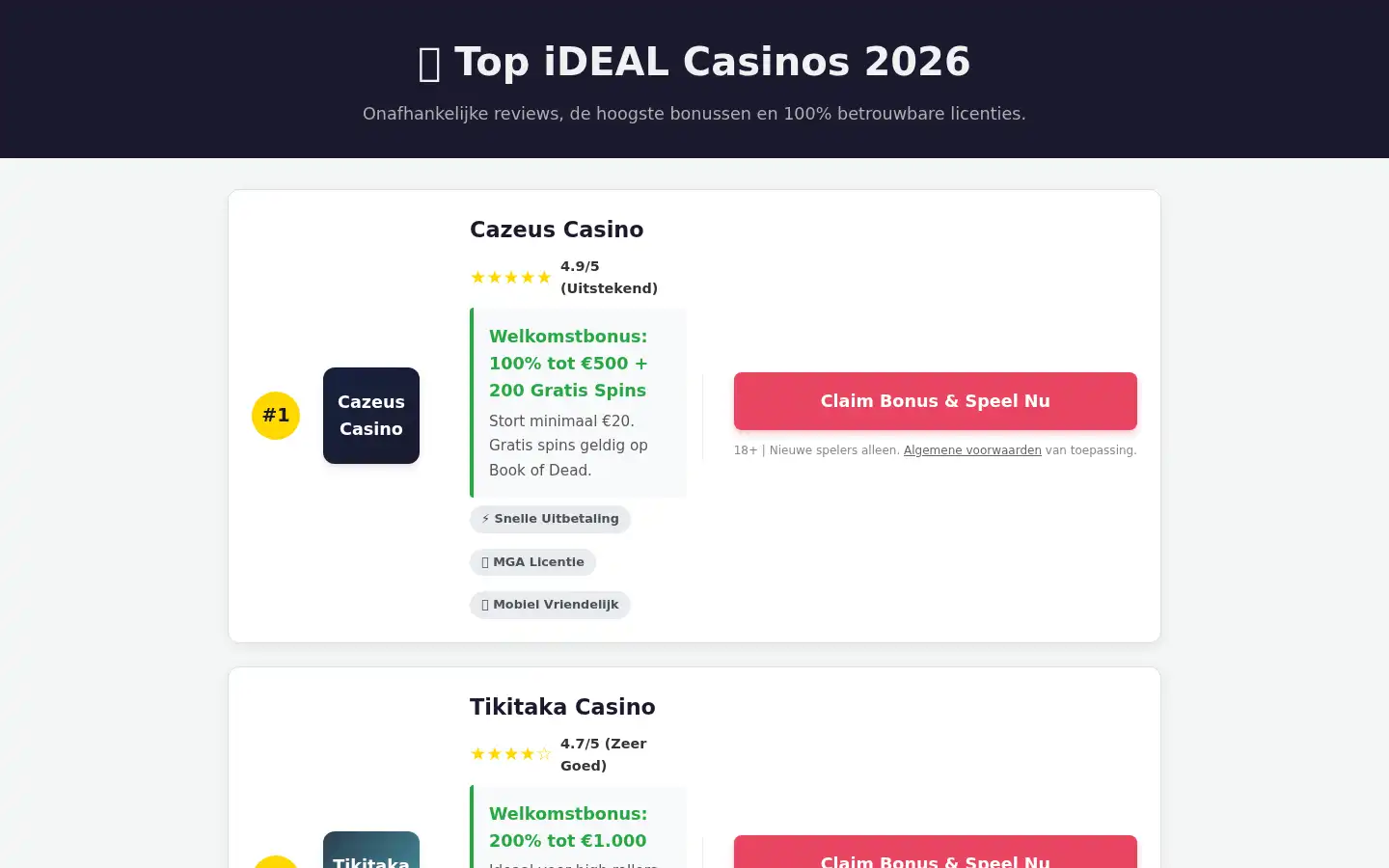 Screenshot of ideal-casinos.info