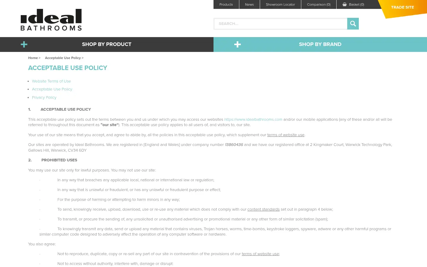 Screenshot of idealbathrooms.com