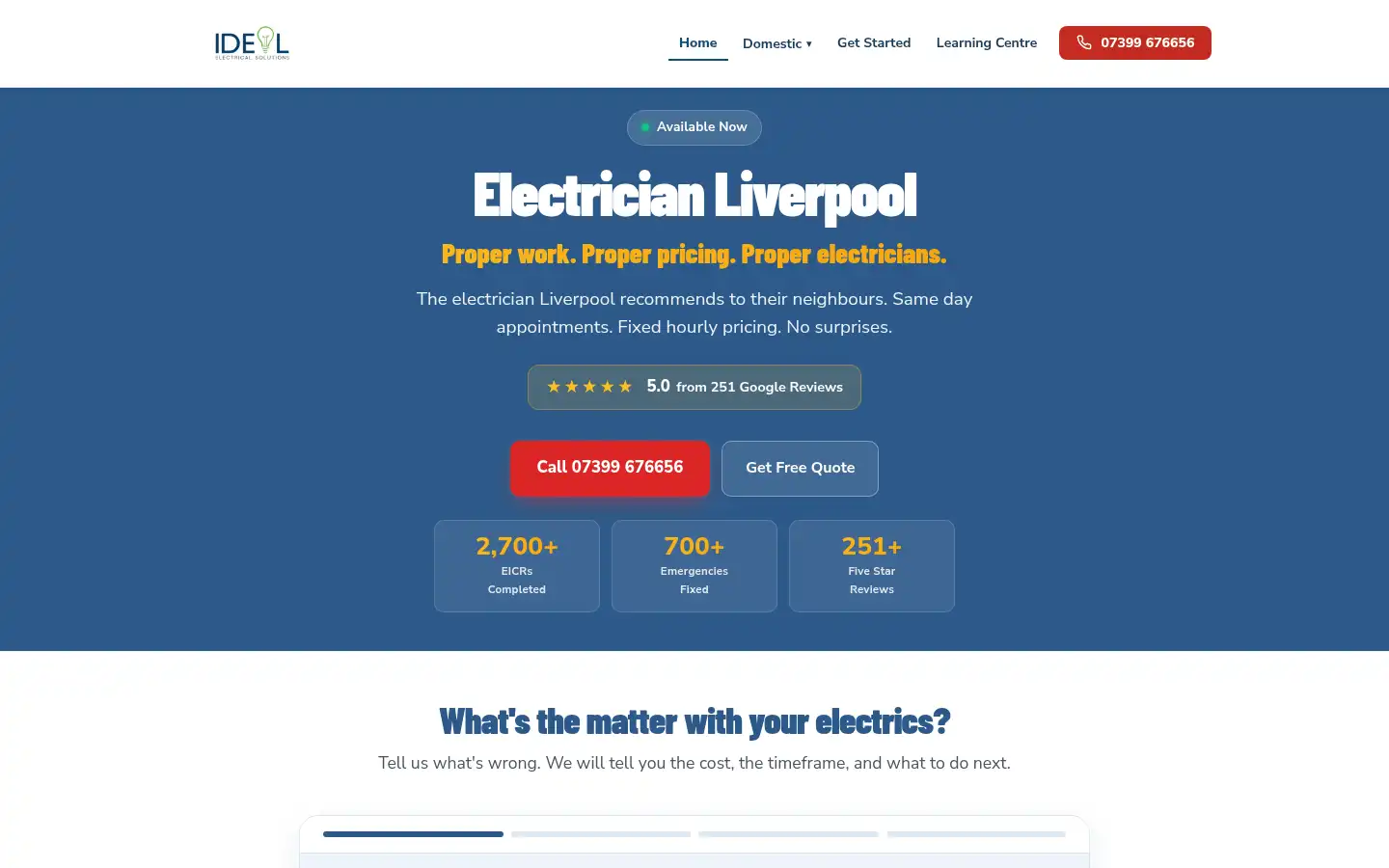 Screenshot of idealelectricalsolutions.co.uk