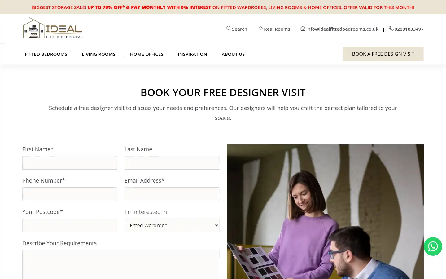 Screenshot of idealfittedbedrooms.co.uk