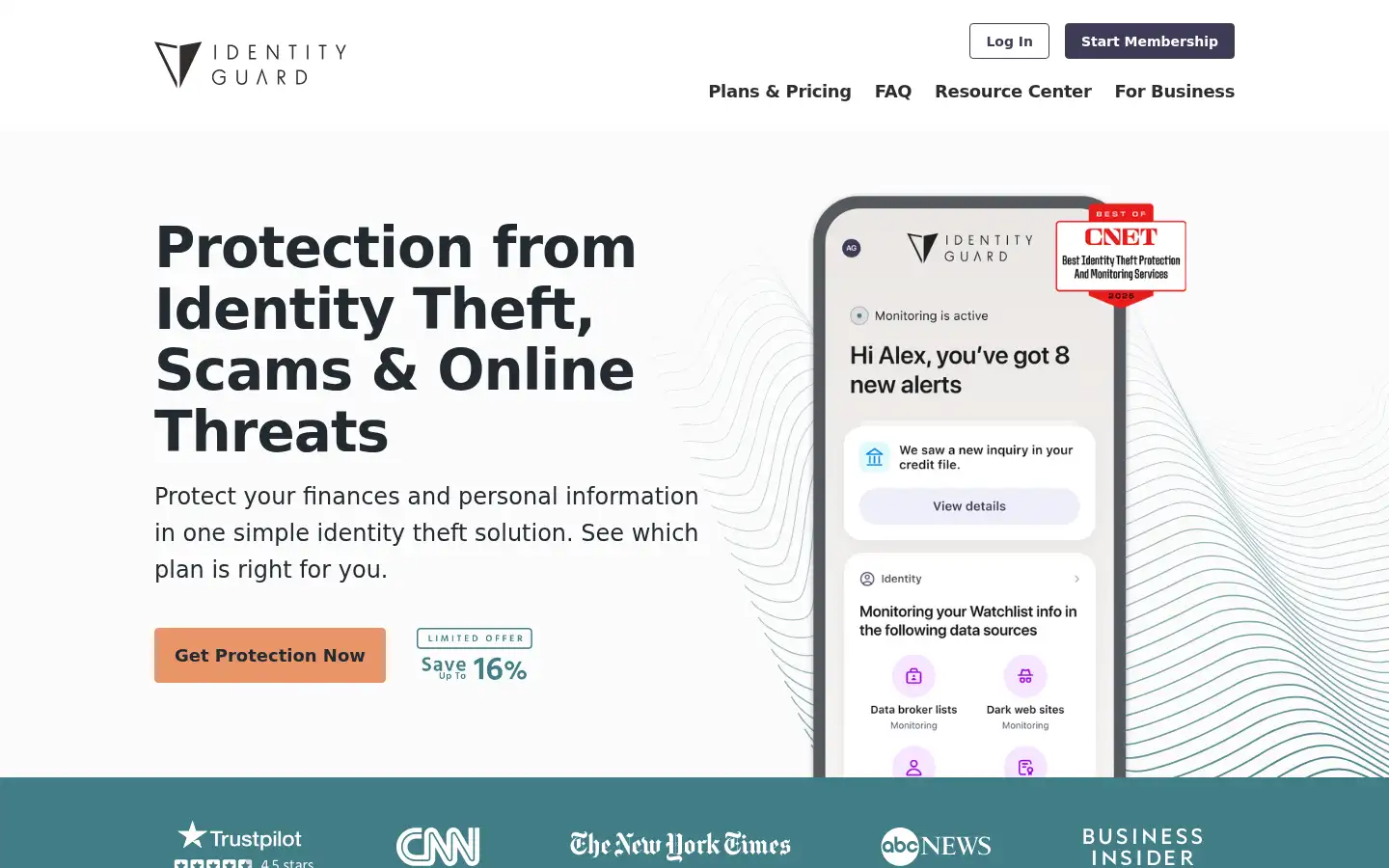 Screenshot of identityguard.com