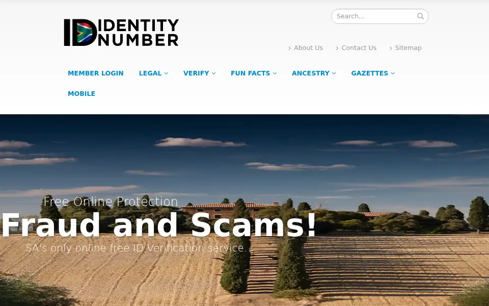 Screenshot of identitynumber.org