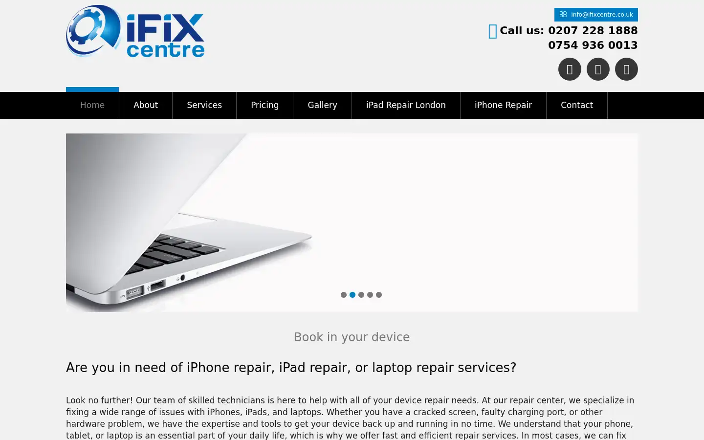Screenshot of ifixcentre.co.uk
