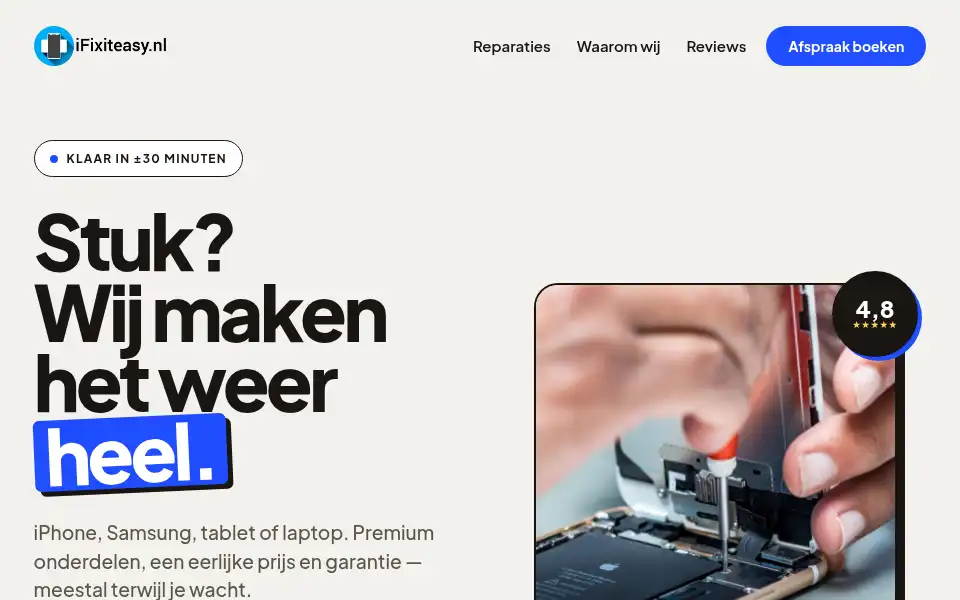 Screenshot of ifixiteasy.nl
