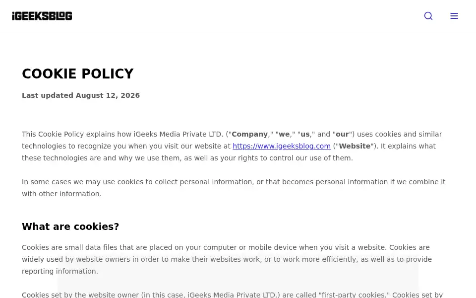 Screenshot of igeeksblog.com