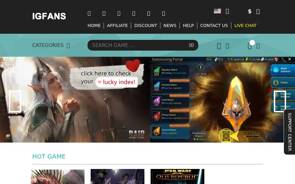 Screenshot of igfans.com