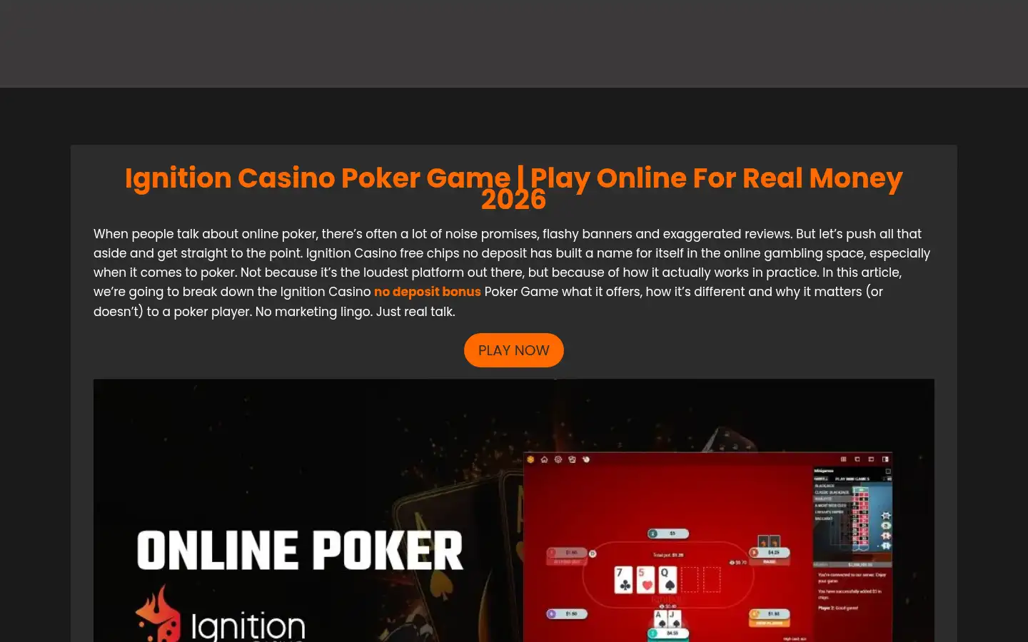 Screenshot of ignitioncasino-us.com