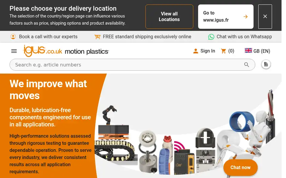 Screenshot of igus.co.uk