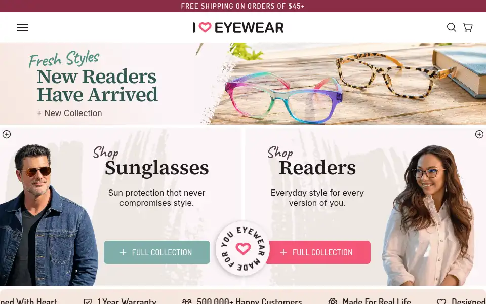 Screenshot of ihearteyewear.com