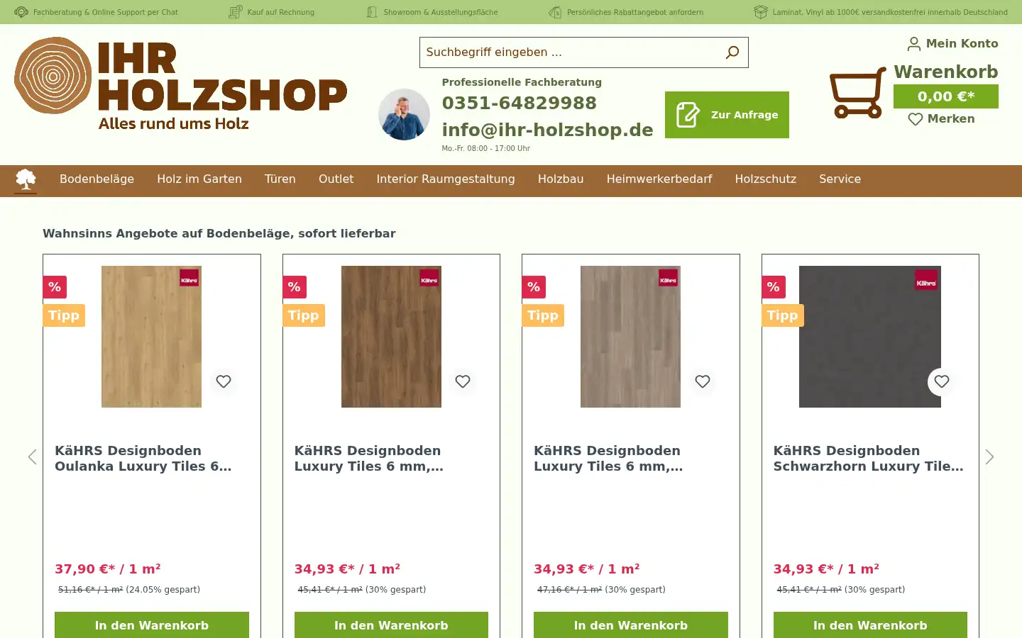 Screenshot of ihr-holzshop.de