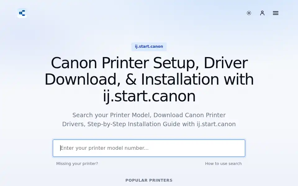 Screenshot of ij.start-canon.com