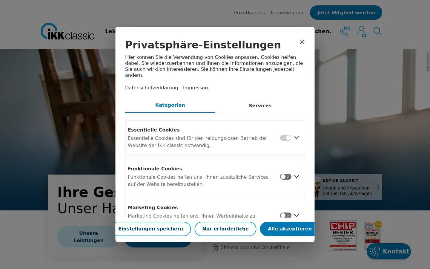 Screenshot of ikk-classic.de