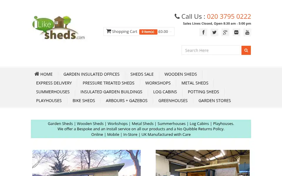 Screenshot of ilikesheds.com