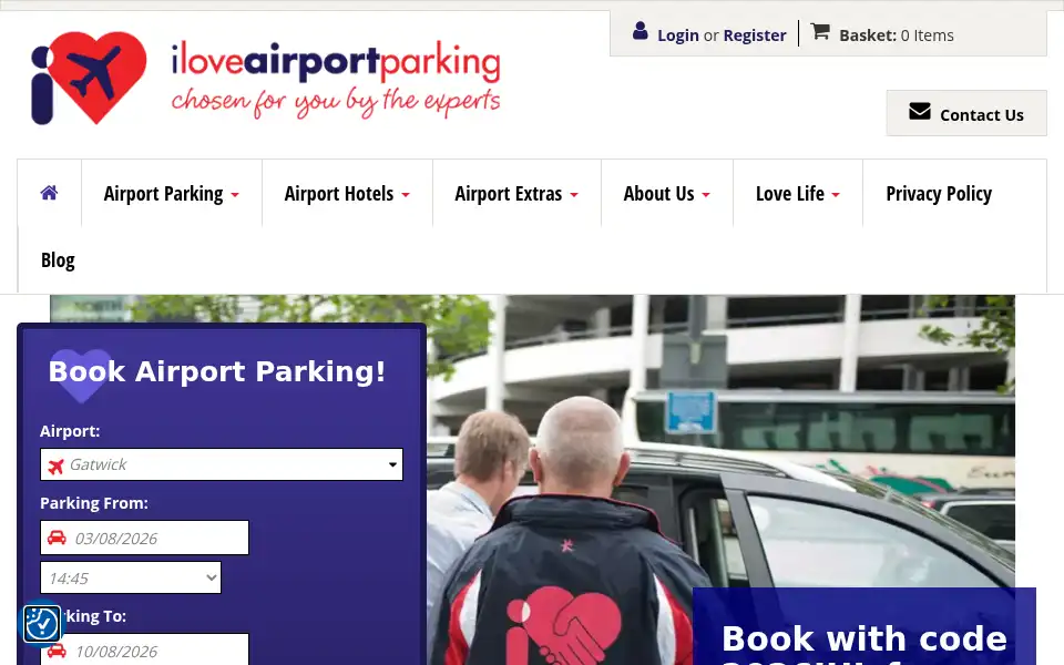 Screenshot of iloveairportparking.co.uk