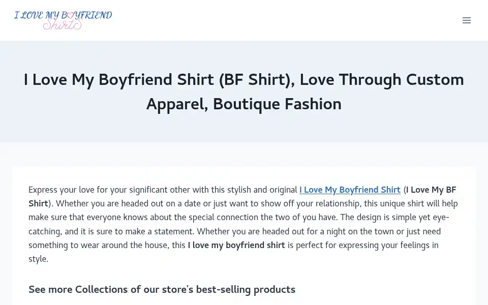 Screenshot of iloveboyfriendshirts.com
