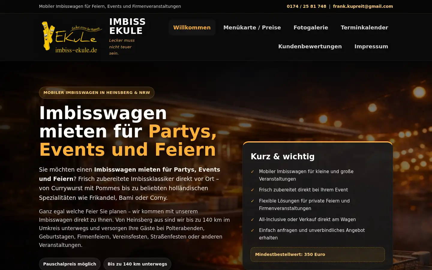 Screenshot of imbiss-ekule.de