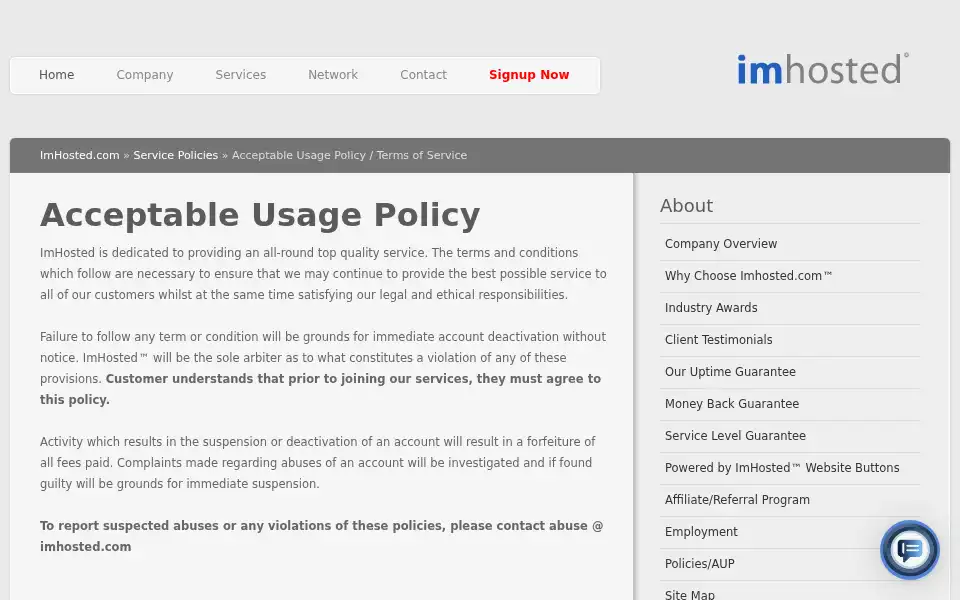 Screenshot of imhosted.com