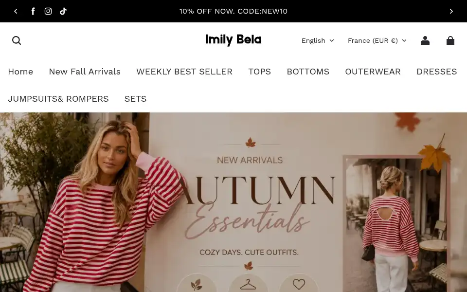 Screenshot of imilybela.com