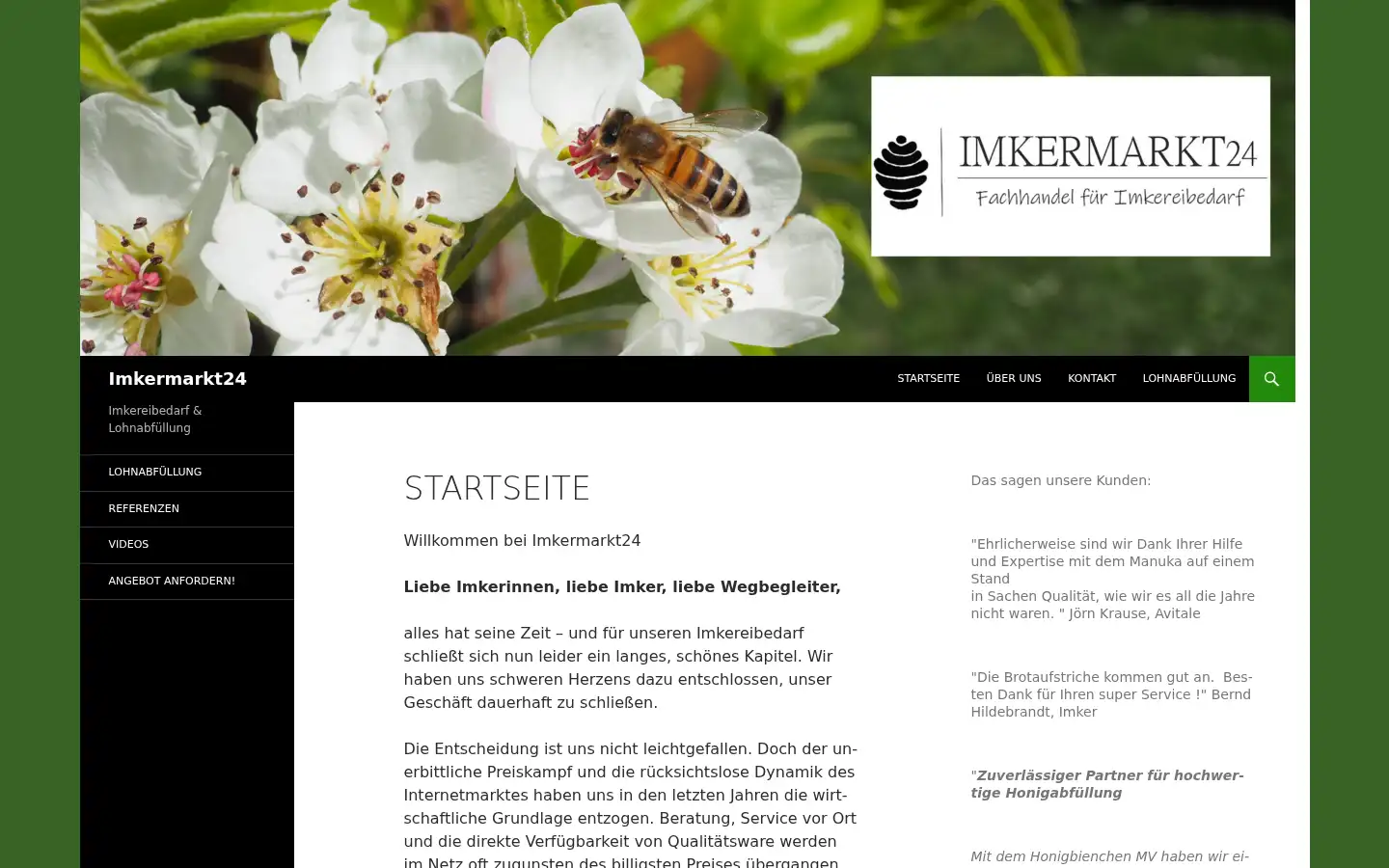 Screenshot of imkermarkt24.de