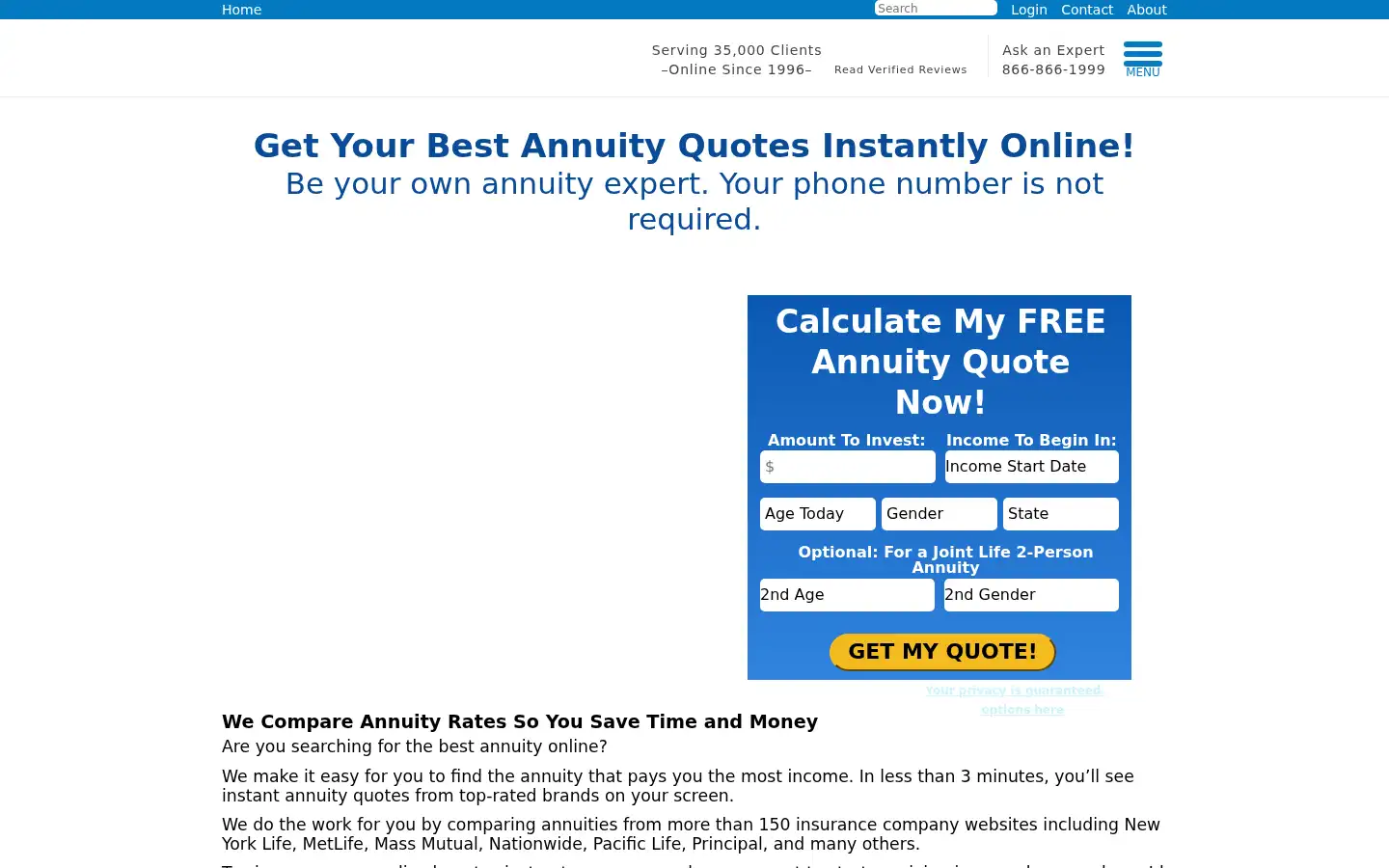 Screenshot of immediateannuities.com